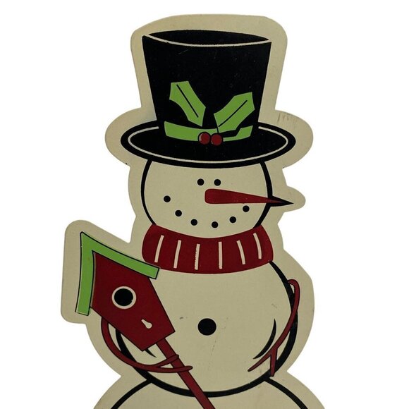 Large Christmas Snowman Metal Standing Decor 12" Retro Holiday - Picture 2 of 10